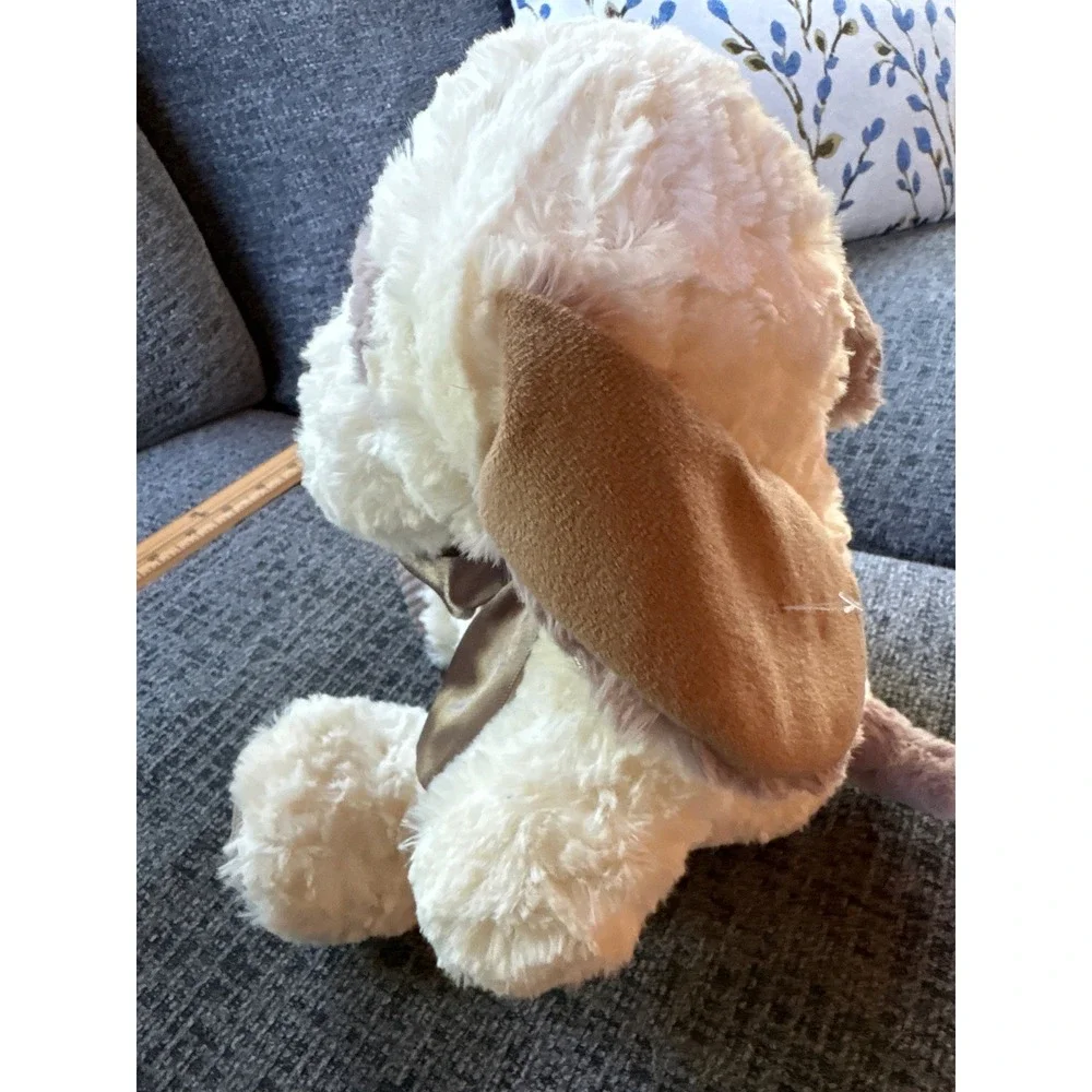 Walmart Valentine Puppy Plush Cream Brown XO Heart Ribbon Dog 10